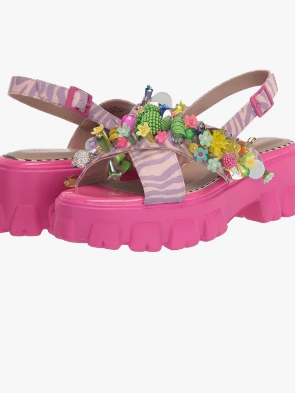Betsey Johnson Pink Platform Beaded Floral Sandals